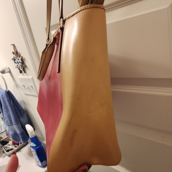 Antonio Melani Color Block Shoulder Bag Purse Tan Pink Large  #O - Picture 4 of 15